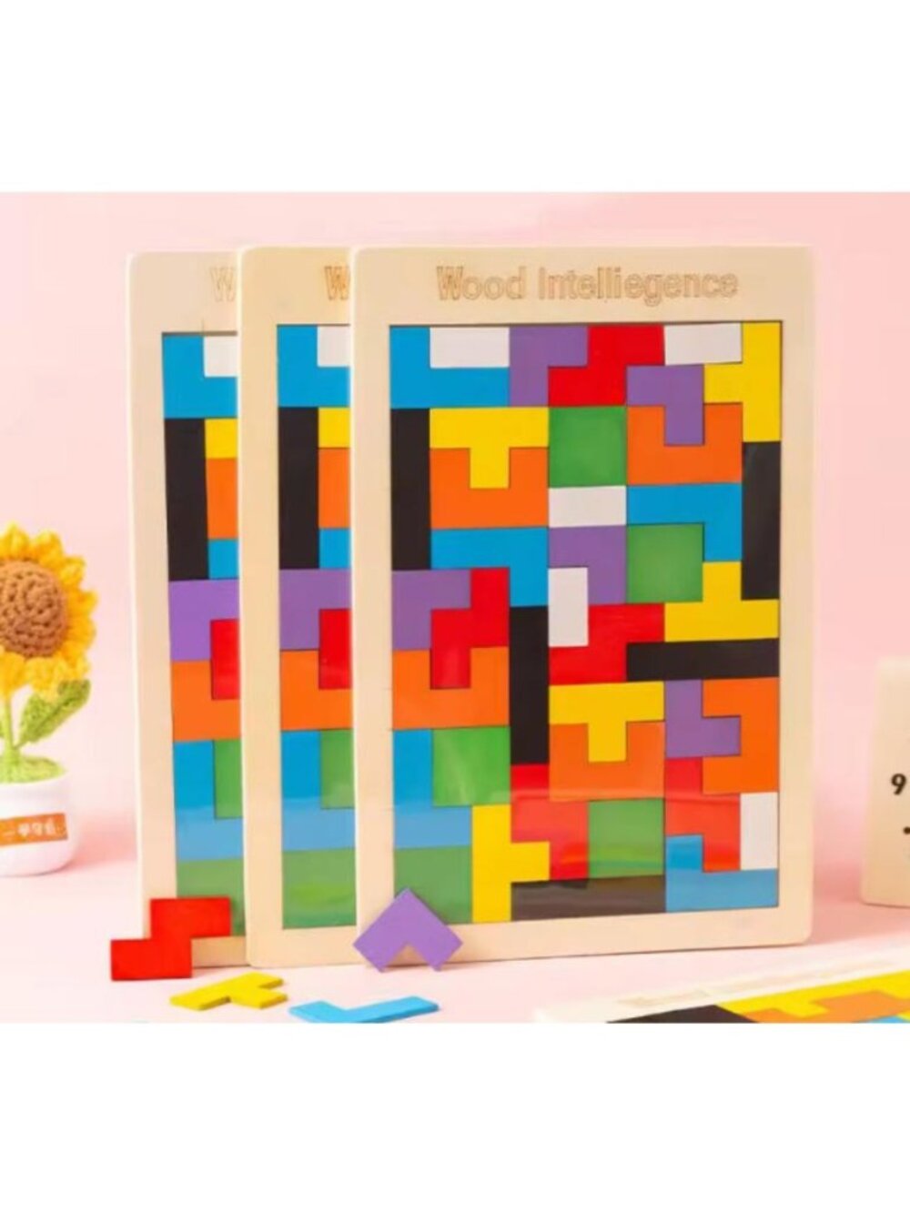 3 PCS 3D Wooden Puzzle Baby Early Education Fun Game Children Thinking Logic Toy